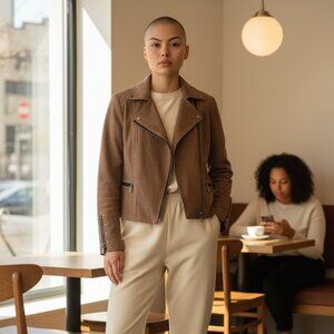 KUT from the Kloth Faux Suede Moto Jacket Size Small Women